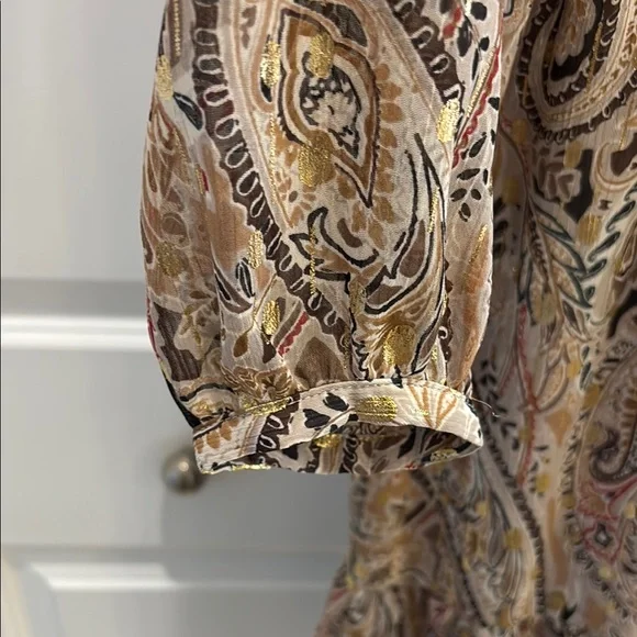 Elegant Paisley Dress in Gold and Brown - Picture 5 of 8